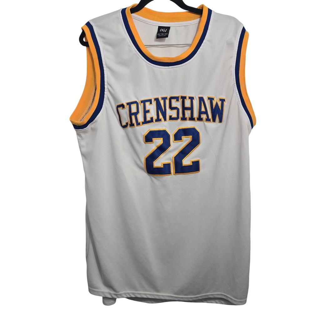 OGJ Crenshaw McCall #22 Basketball Jersey‎ White Blue Yellow Stitched Mens XXL